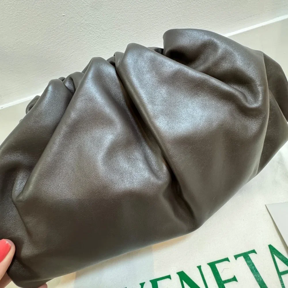 Bottega Veneta Dark Brown Leather Pouch Clutch